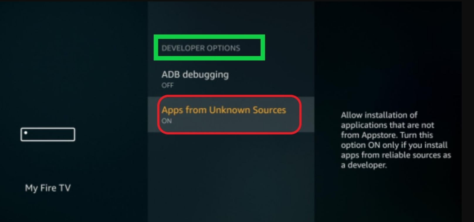 Allow TV to install apps from unknown Sources
